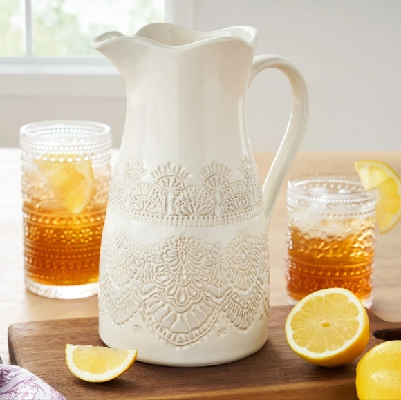 The Pioneer Woman Other - ❤️ New 2025 The Pioneer Woman Vintage Lace Linen Serveware 19" Pitcher